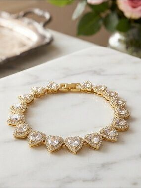 Gold Heart zircon stones Bracelet - Women Jewelry